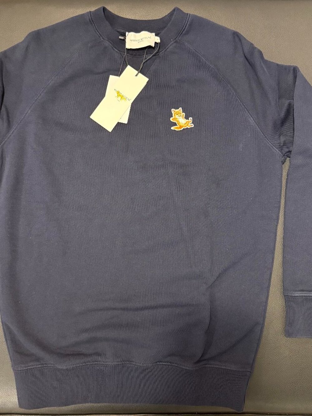 Maison Kitsuné Chillax Fox Patch Crewneck Sweatshirt NWT